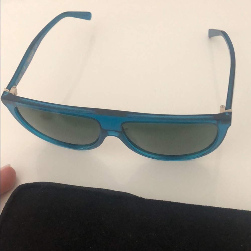 Authentic Celine Blue Pilot Flat Top Sunglasses